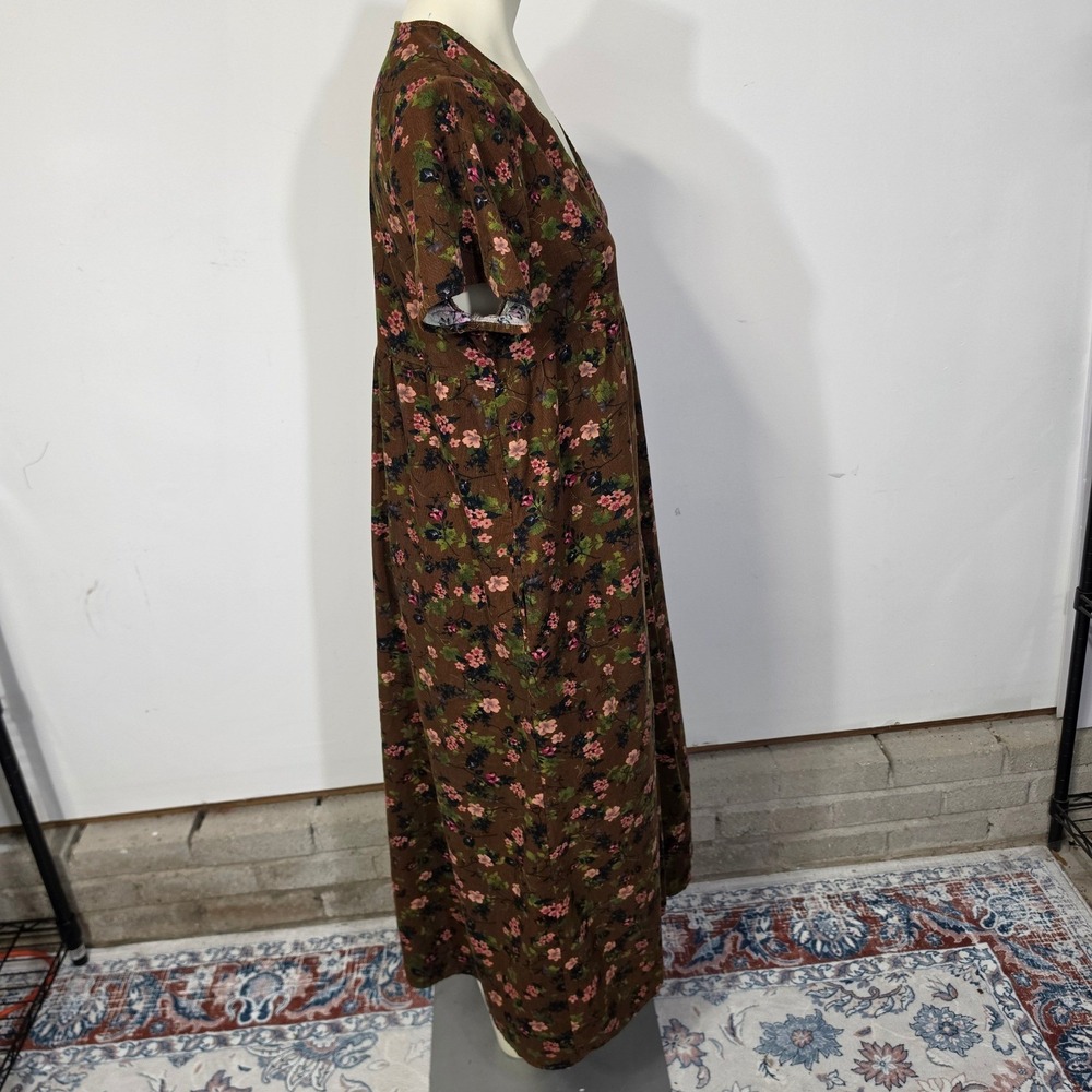 Natural Life Avery Corduroy Midi Dress Womens M Brown Floral Pockets fall - Picture 13 of 13